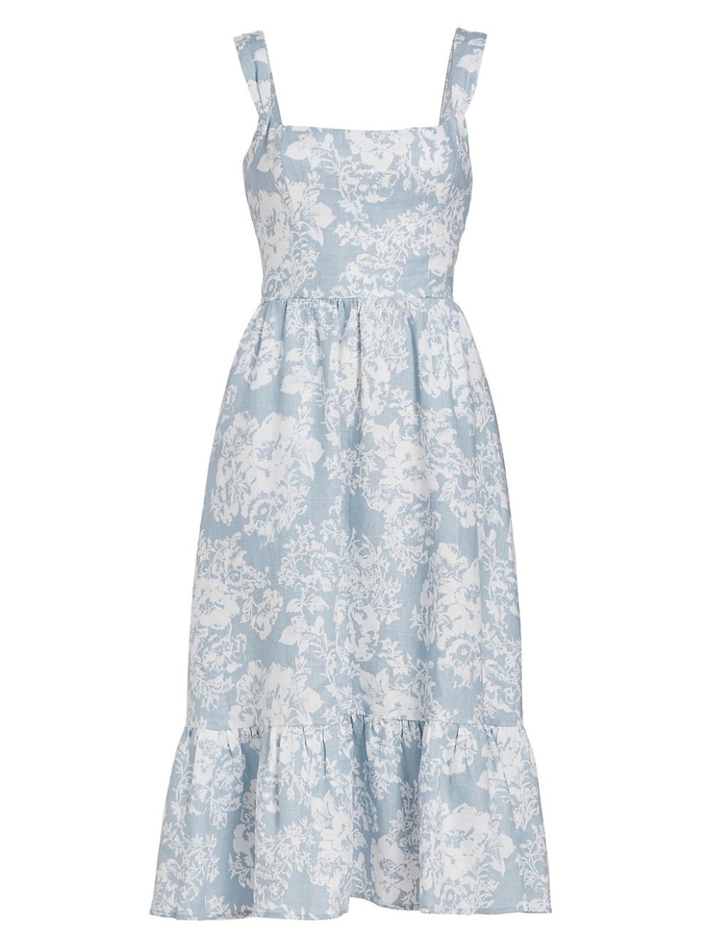 Reformation Bucatini Midi Floral Dress in Porcelian
